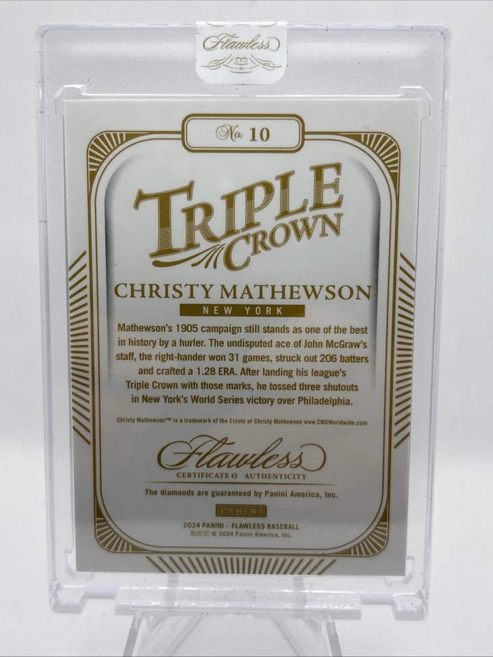 Triple corona Panini impecable Christy Mathewson 2024 1905 triple diamante/25-J Foto 2 de 2