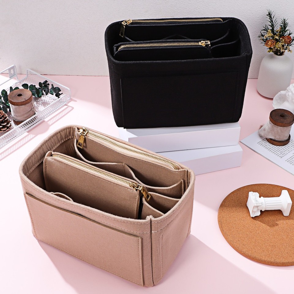 Tote Box Rack 2 Pieces Bag Insert Organiser Tote Felt Handbag Organizer Makeup | eBay ...