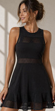 MICHAEL Michael Kors Black Mesh Ruffle Sleeveless A-Line Mini Dress L 319