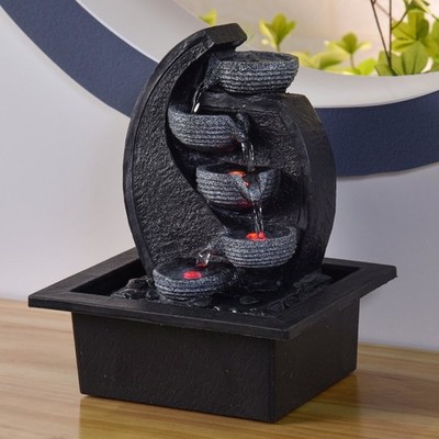 Zimmerbrunnen   Wasserfall V2   Durchfluss 4 Stufen LED-Licht   Zen und entspann
