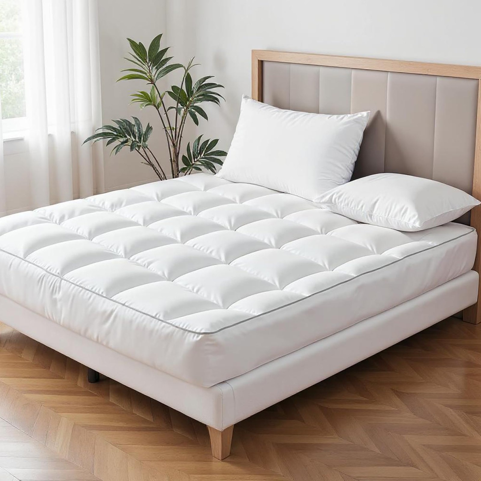 Mattress Topper King, Plush Pillow Top Extra Thick Mattress 