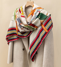 70 Cashmere 30 Silk Bandana Shawl 53'' Neckerchief Scarf horse Print Wrap new