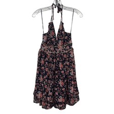 Express Floral Halter Dress Mini Navy/Multi Womens Size Small New