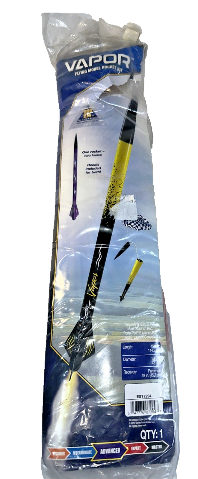 Estes Vapor Flying Model Rocket Kit EST7294 Advanced NIB