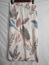 Cynthia Rowley Maxi Skirt SZ S 100 Linen Floral Lagenlook Prairie Pockets Slit