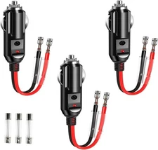 12V Cigarette Lighter Plug Adapter Connector, 3 Pack 16AWG Heavy Duty Male... 