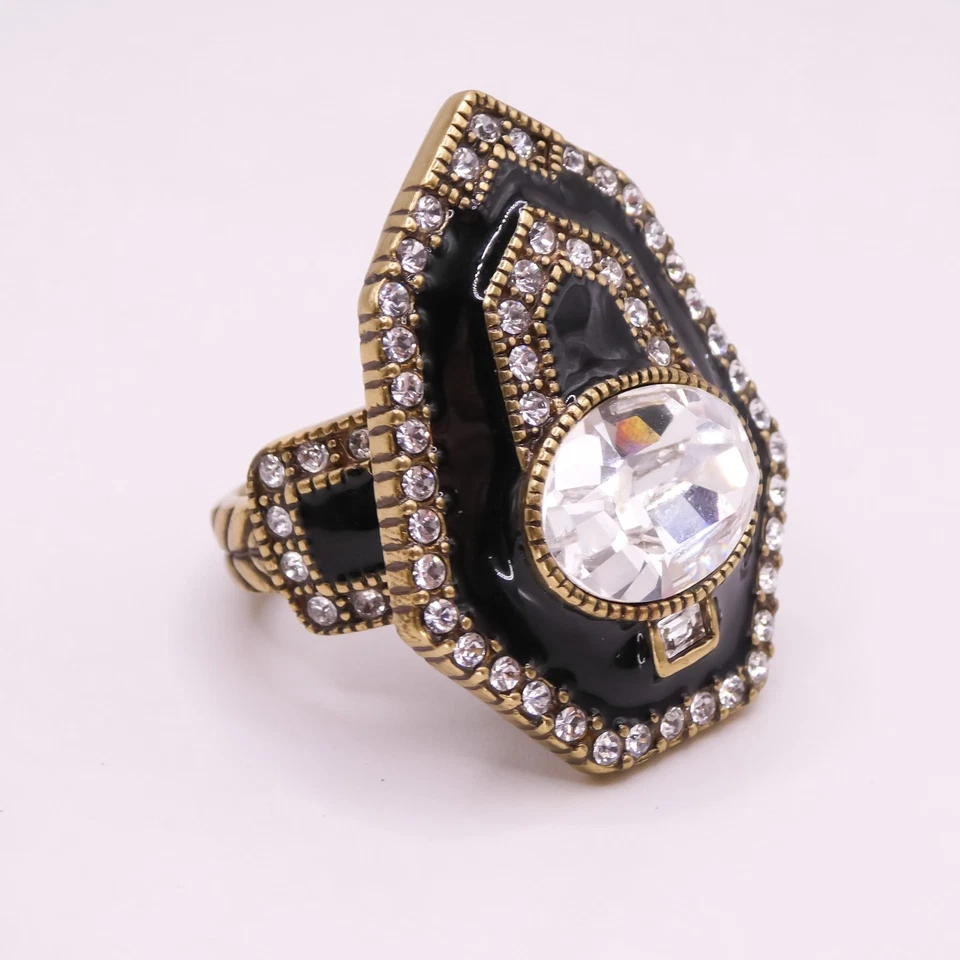 Anillo HEIDI DAUS 'Bien Conectado' Estilo Art Deco Esmalte Swarovski Estrás Talla 9 Foto 2 de 4