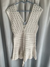 ANNA KOSTUROVA Crochet Boho Chic Jennifer Aniston Dress White Size S