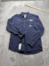 Carhartt FR Shirt Mens M Medium Long Sleeve Blue Work Wear CAT 2 NFPA 2112