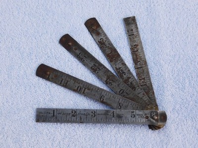 Vintage 48'' LUFKIN #1174 Steel Zig Zag Folding Rule - Blacksmith Type