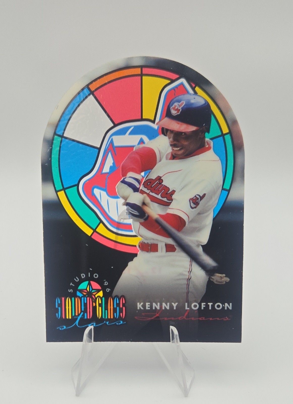 1996 Leaf Studio  Stained Glass Stars Kenny Lofton #12 Baseball Card Indians