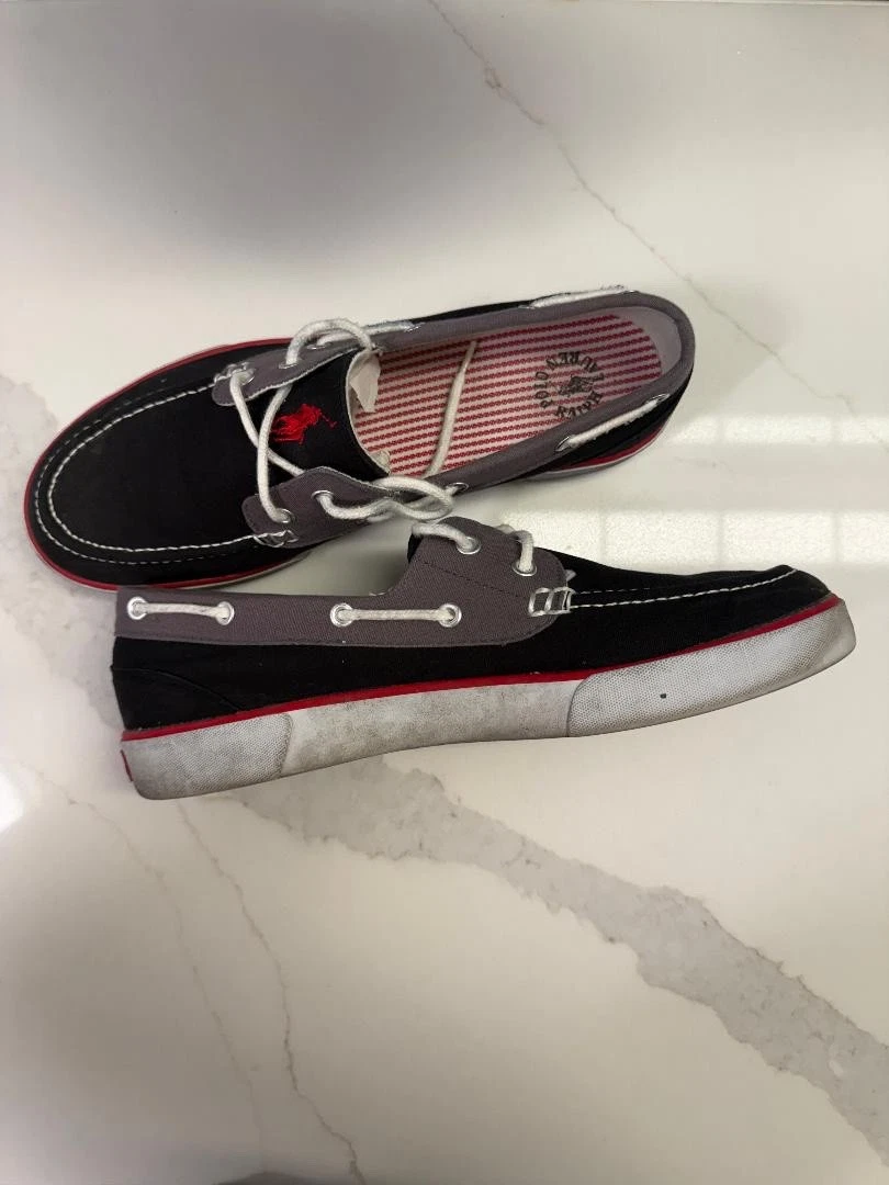 Ralph Lauren Gray Canvas Lace-Up Slip-On Loafers with Black Accents Ralph Lauren Loafer Gray Casual Shoes for Men for sale | eBay main image 3