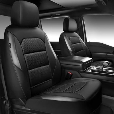 CAR PASS Memory Foam Car Seat Covers,Air Cool Mesh Thick Two Front Black/Grey