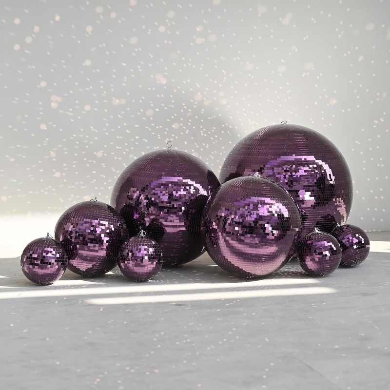 Yescom 8PCS Disco Ball 7"/12"/16"/20"/24" for 70s 80s Party Event Wedding Purple