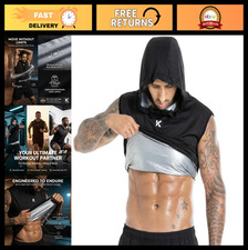 Men's Sauna Hoodie Sweat Vest - Heat Trapping Fitness Suit for Workouts  Weight