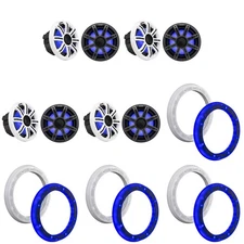 Kicker (4 Pair) 51MSC84 8" LED Premium Marine Speakers & 51KLSR88 - 8.8-Inch ...