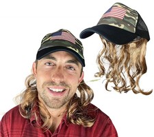 - Mullet Hat with Hair - Hillbilly Camo Trucker Cap with Wig - Fits Kids and ...