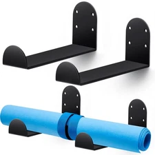 4 Pcs Wall Mount Yoga Mat Storage Rack Foam Roller Hanger Gym Organizer Fitne...