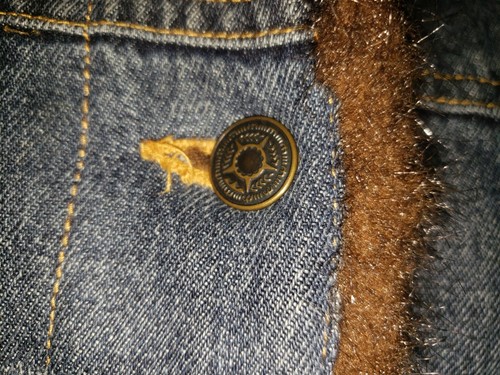 VTG Marvin Richards XL Denim Faux Fur Lined Jean Jacket Chore Barn Penny Lane - Picture 7 of 10