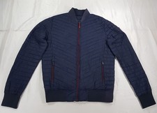 SUPERDRY FUJI SIZE LARGE MENS NAVY BLUE NYLON QUILTED PUFFER BOMBER JACKET COAT