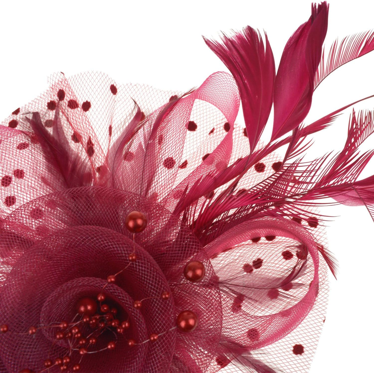 2194 Fascinators Hat Flower Mesh Ribbons Feathers On A Headband And Clip Fascinators Hat Flower Mesh Ribbons Feathers on a Headband  main image 2