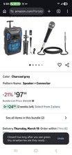 Pyle Portable Karaoke System Charcoal Grey Speaker, Microphone, Stand, Remote