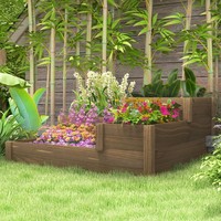 Outsunny Hochbeet GemüSebeet Blumenkasten Mit 3 Stufen FüR Terrasse Und Balkon
