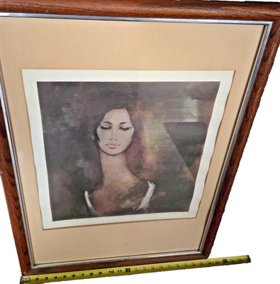 Yehuda Vardi Pensive Woman Lithograph Signed + dated 20/100 Israeli artist 1985