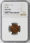 1901/1--1 Indian Head Cent 1c FS-301 NGC MS64 BN POP 1/0