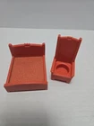 Vintage Fisher Price Little People Red Castle Bed And Chair