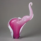 Mid Century Pink Elephant Figurine Murano Hand Blown Glass Art Opalescent 2 Tone