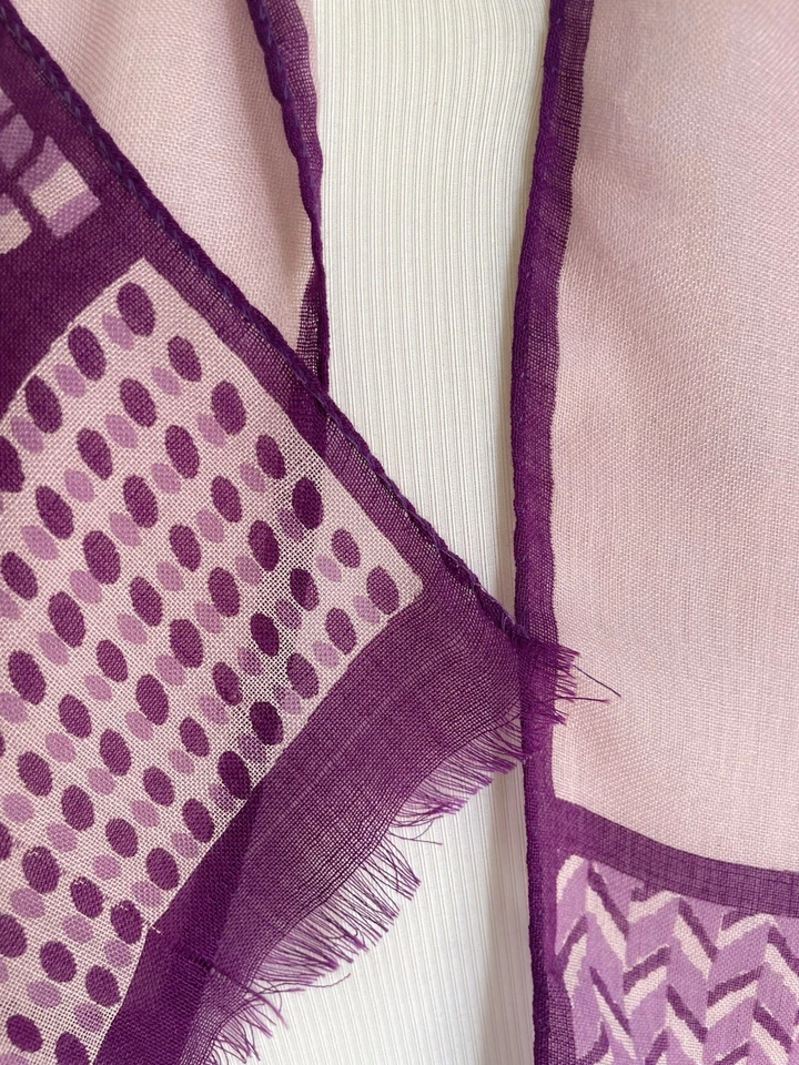 Escada Silk Scarf Pink & Purple Geometric Print Lightweight Sheer Designer#A37 - Image 2 of 4