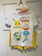 Pokemon 4 PC Kids Pajamas Set Shorts T Shirt Boys Sz 4 Cotton Pikachu 40 NWT