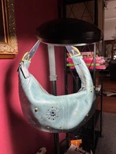 Almost Brand New Vintage Coach Mia Hobo Studd Leather Bag In Blue Style 10063