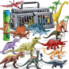 Dinosaur Toys with Activity Play Mat Storage Cage, 19 PCS