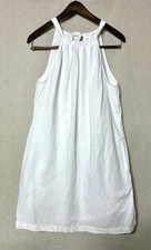 GAP Tie Back Halter Dress White Sz 6 Pockets Sheath Mini Casual 100% Cotton