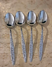 Stanley Roberts BOUQUET Pattern Stainless Flatware 4 TEASPOONS SELLING 2 SETS