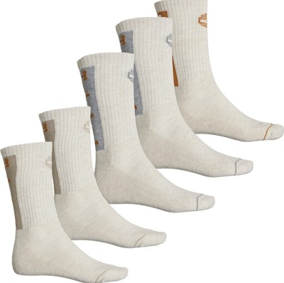 Timberland Men's Performance Cushioned Crew Socks 5 Pack Large 9-12 Beige Color