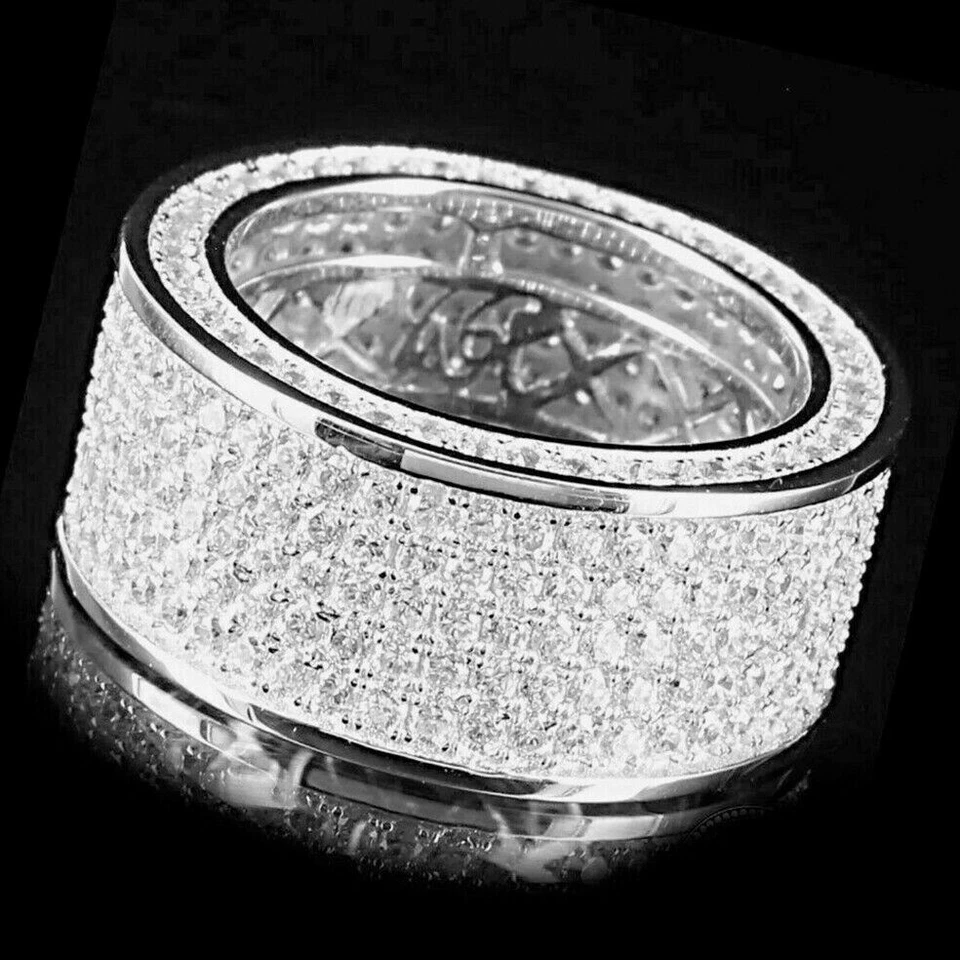 3.00 克拉冰淇淋钻石完整永恒男式结婚戒指 14k 白金饰面 — 第 4/4 张图片