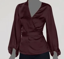 INC International Concepts Women's Purple Belted Wrap Blouse Top Size XXL