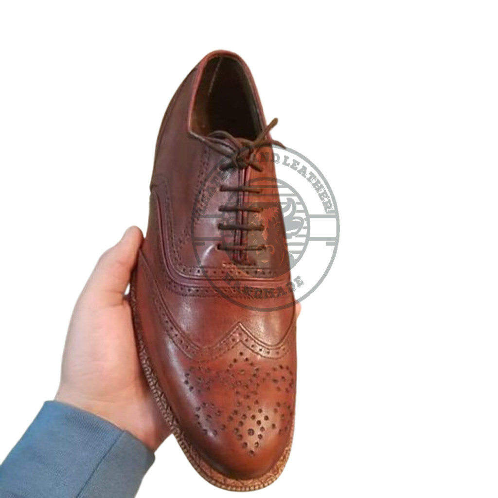 Men's Brown Wing tips Brogue Lace up Shoes, Dress Shoes For Casul Wear