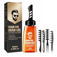 Men's Hair Styling Gel w/ Comb Long Lasting Hair Wax Gel Hair Salon Styling Gel