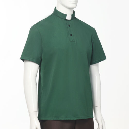 T-Shirt Herren Klerus Poloshirt Priester Vikar Pastor Tops mit Kleriker Tab Kragen - Bild 17 von 38