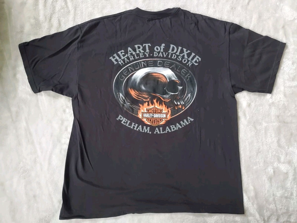 Harley Davidson XL T Shirt Heart of Dixie Pelham AL Skull 
