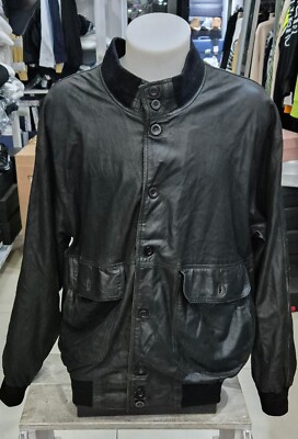 Generic Used Leather Jacket Mens Man Size 58 Black LLR124