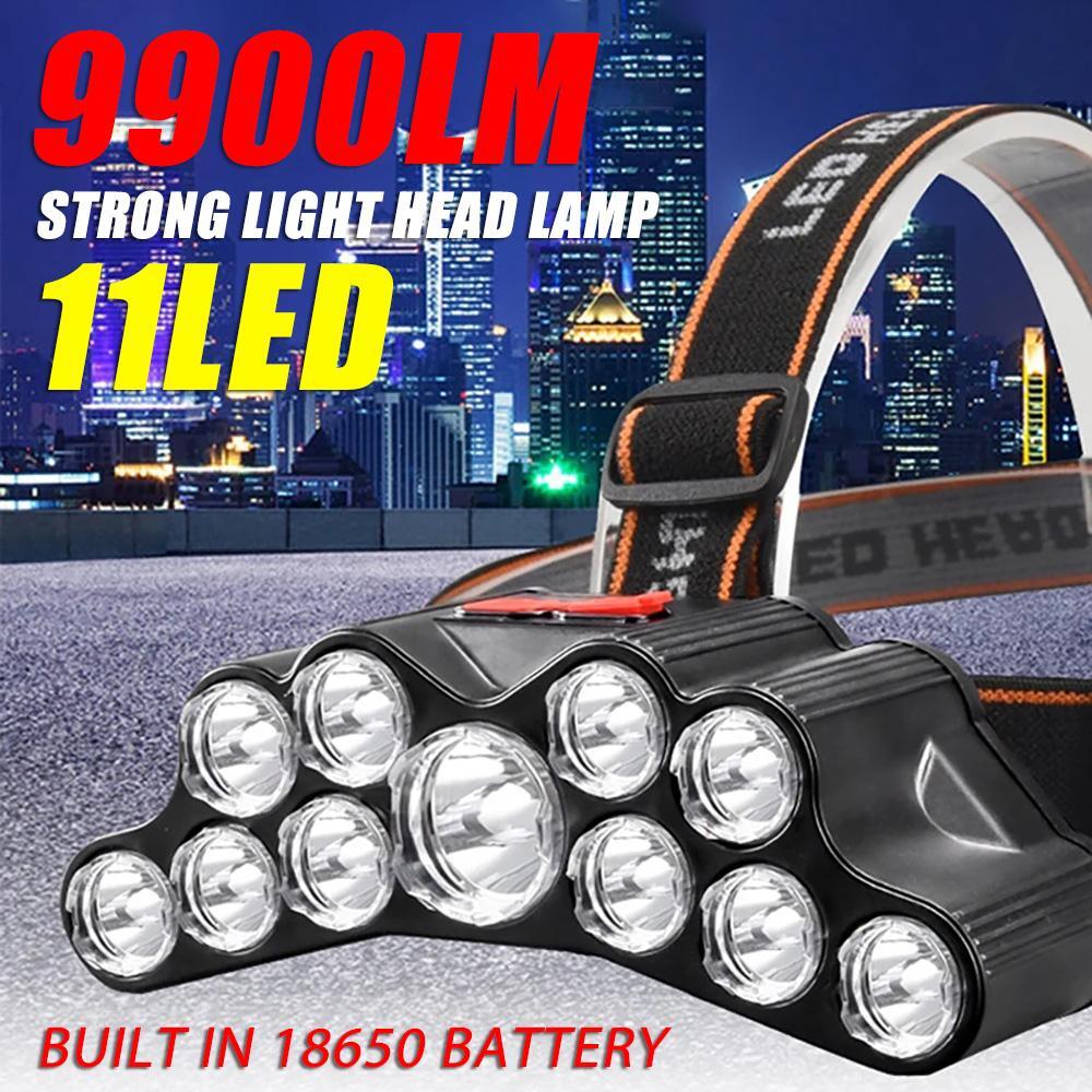 Headlamp USB Rechargeable 5-11 LED Battery Waterproof Plastic Multicolor Modern