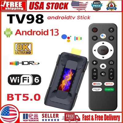 TV98 8K Android 13 Smart TV Stick 2.4G 5G WiFi TV Box Ultra HD Media Player US