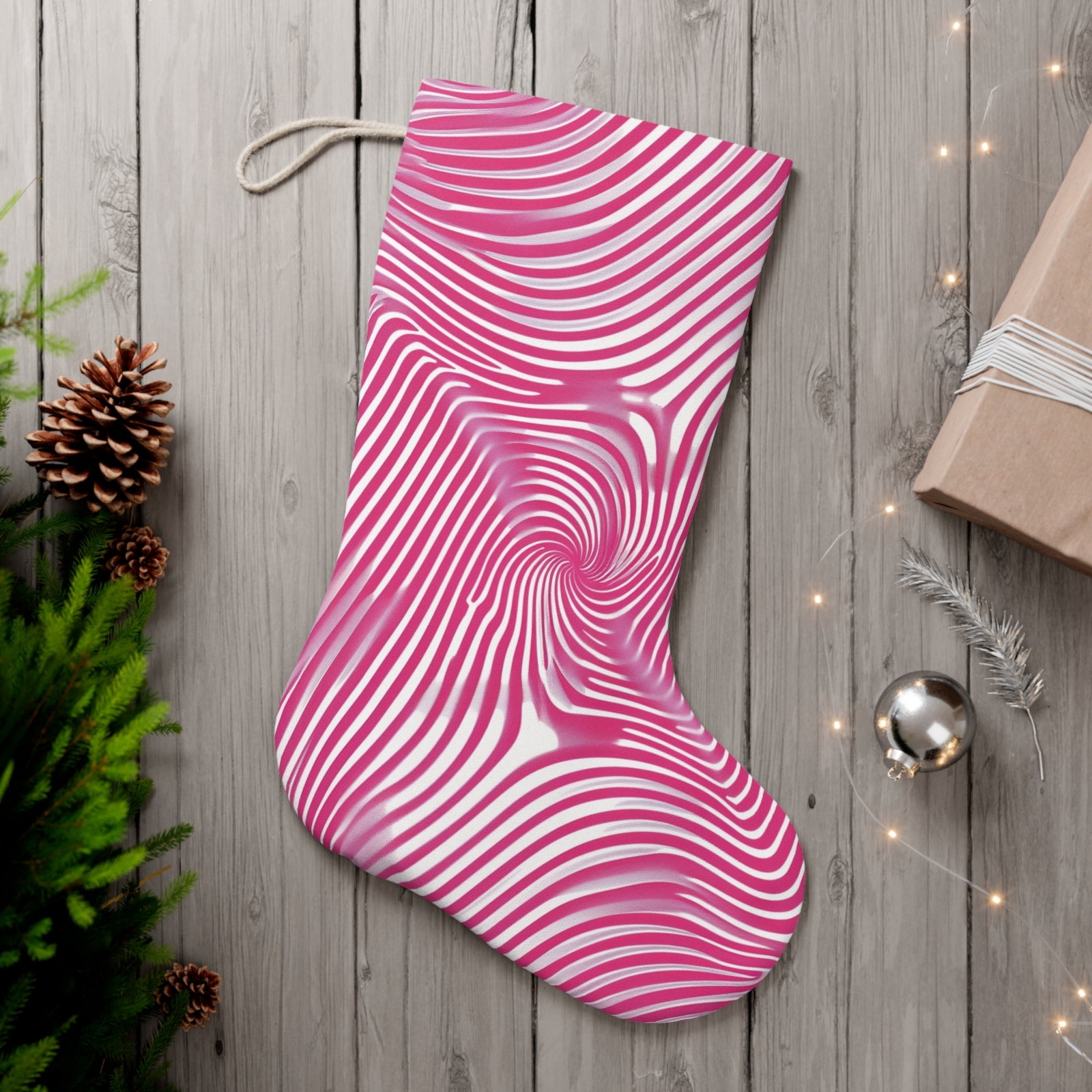 pink optical illusion design custom Christmas Stocking