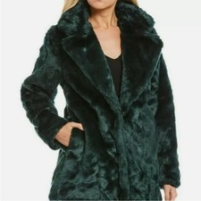 Gianni Bini Cozy Plush Faux Fur Topper Teal Green Coat Nwt Size - Small