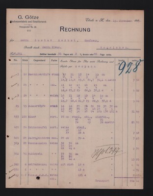 Thale, invoice 1913, G. Götze sheet metal factory enamel factory